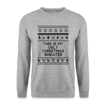 Das ist mein hässlicher Weihnachtspullover - Unisex Pullover - Weißgrau meliert - Vorne - Alina (178cm) & Michal (187cm)