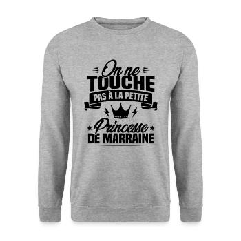 On ne touche pas à la petite princesse de marraine - Sweat-shirt Unisexe - gris chiné - Devant - Alina (178cm) & Michal (187cm)