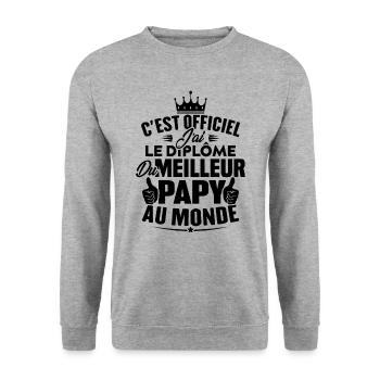 Meilleur papy au monde - Sweat-shirt Unisexe - gris chiné - Devant - Alina (178cm) & Michal (187cm)