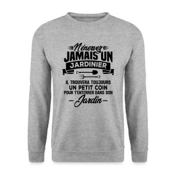 N'énervez jamais un jardinier - Sweat-shirt Unisexe - gris chiné - Devant - Alina (178cm) & Michal (187cm)