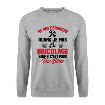 Ne pas déranger quand je fais du bricolage Humour - Sweat-shirt Unisexe - gris chiné - Devant - Alina (178cm) & Michal (187cm)