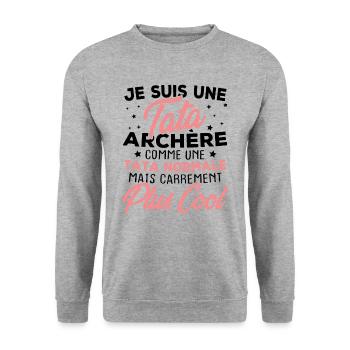 Je suis une tata archère - Sweat-shirt Unisexe - gris chiné - Devant - Alina (178cm) & Michal (187cm)