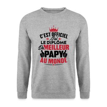 Meilleur papy au monde - Sweat-shirt Unisexe - gris chiné - Devant - Alina (178cm) & Michal (187cm)