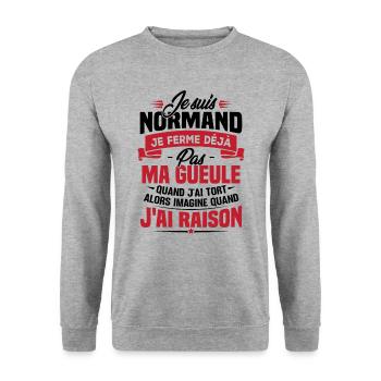 Humour cadeau Je suis Normand - Sweat-shirt Unisexe - gris chiné - Devant - Alina (178cm) & Michal (187cm)