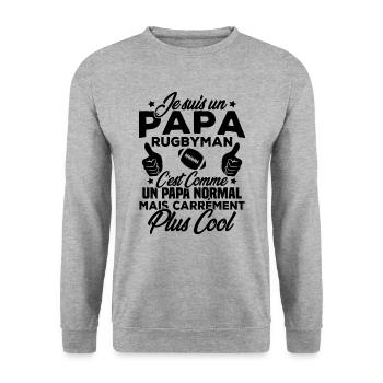 Je suis un papa rugbyman - Sweat-shirt Unisexe - gris chiné - Devant - Alina (178cm) & Michal (187cm)