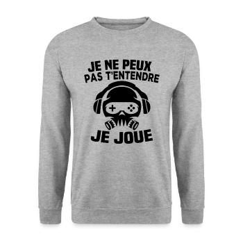 I can't hear you, I'm playing - Unisex Sweatshirt - salt & pepper - Front - Alina (178cm) & Michal (187cm)