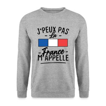 Ich kann nicht Frankreich ruft mich an - Unisex Pullover - Weißgrau meliert - Vorne - Alina (178cm) & Michal (187cm)