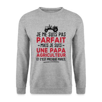 Pas parfait mais je suis une papa agriculteur - Sweat-shirt Unisexe - gris chiné - Devant - Alina (178cm) & Michal (187cm)
