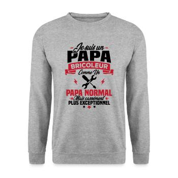 Un papa bricoleur comme un papa normal - Sweat-shirt Unisexe - gris chiné - Devant - Alina (178cm) & Michal (187cm)