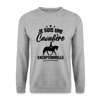 Je suis une cavalière exceptionnelle - Sweat-shirt Unisexe - gris chiné - Devant - Alina (178cm) & Michal (187cm)