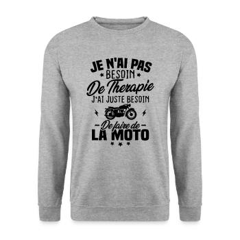 Pas besoin de thérapie besoin de faire de la moto - Sweat-shirt Unisexe - gris chiné - Devant - Alina (178cm) & Michal (187cm)