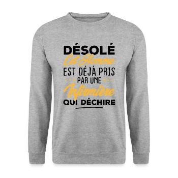 Cet homme est déjà pris par une infirmière - Sweat-shirt Unisexe - gris chiné - Devant - Alina (178cm) & Michal (187cm)