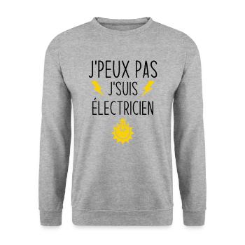 Ich kann nicht Ich bin Elektriker - Unisex Pullover - Weißgrau meliert - Vorne - Alina (178cm) & Michal (187cm)