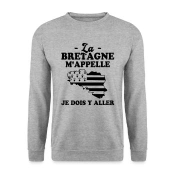 La bretagne m'appelle humour breton homme - Sweat-shirt Unisexe - gris chiné - Devant - Alina (178cm) & Michal (187cm)