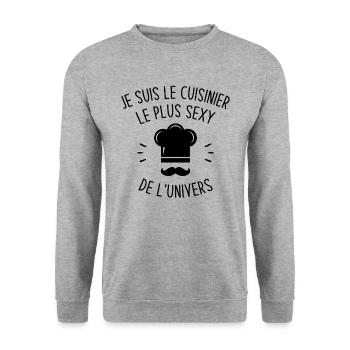 Je suis le cuisinier le plus sexy de l'univers - Sweat-shirt Unisexe - gris chiné - Devant - Alina (178cm) & Michal (187cm)