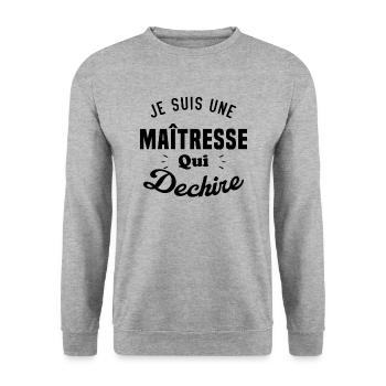 Je Suis Une Maîtresse Qui Déchire - Sweat-shirt Unisexe - gris chiné - Devant - Alina (178cm) & Michal (187cm)
