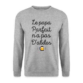 Le papa parfait n'a pas d'abdos - Sweat-shirt Unisexe - gris chiné - Devant - Alina (178cm) & Michal (187cm)