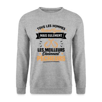 Les meilleurs hommes deviennent Pêcheurs - Sweat-shirt Unisexe - gris chiné - Devant - Alina (178cm) & Michal (187cm)