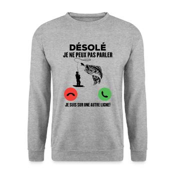 Je ne peux pas parler, je suis sur une autre ligne - Sweat-shirt Unisexe - gris chiné - Devant - Alina (178cm) & Michal (187cm)
