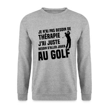 Thérapie golf - Humour cadeau golfeur - Sweat-shirt Unisexe - gris chiné - Devant - Alina (178cm) & Michal (187cm)