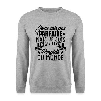 Pas parfaite mais le meilleur pongiste du monde - Sweat-shirt Unisexe - gris chiné - Devant - Alina (178cm) & Michal (187cm)