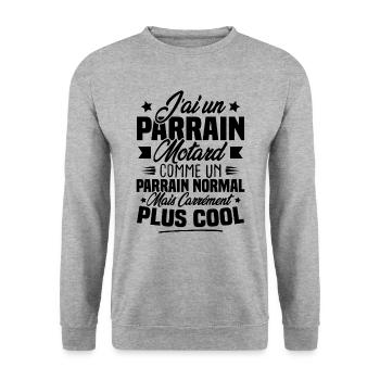 J'ai un parrain motard comme un parrain normal - Sweat-shirt Unisexe - gris chiné - Devant - Alina (178cm) & Michal (187cm)