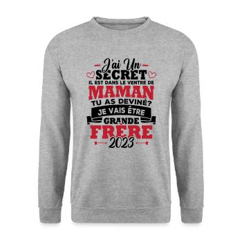 Je vais être grande frère 2023 - Sweat-shirt Unisexe - gris chiné - Devant - Alina (178cm) & Michal (187cm)