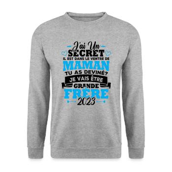 Je vais être grande frère 2023 - Sweat-shirt Unisexe - gris chiné - Devant - Alina (178cm) & Michal (187cm)