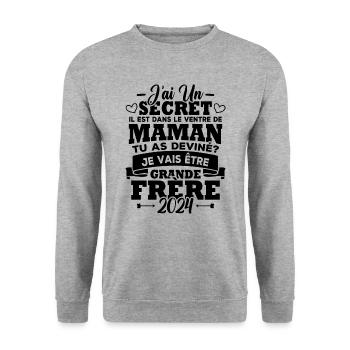 Je vais être grande frère 2024 - Sweat-shirt Unisexe - gris chiné - Devant - Alina (178cm) & Michal (187cm)
