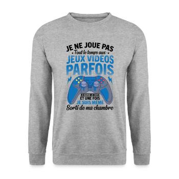 Je ne joue pas tout le temps aux jeux vidéos - Sweat-shirt Unisexe - gris chiné - Devant - Alina (178cm) & Michal (187cm)