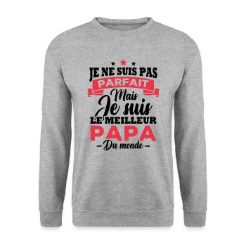 Pas parfait mais le meilleur papa du monde - Sweat-shirt Unisexe - gris chiné - Devant - Alina (178cm) & Michal (187cm)