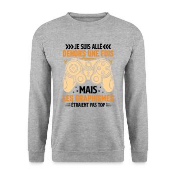 Humour cadeau console graphisme jeux vidéo - Sweat-shirt Unisexe - gris chiné - Devant - Alina (178cm) & Michal (187cm)