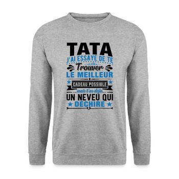 Tata j'ai essayé de te trouver le meilleur cadeau - Sweat-shirt Unisexe - gris chiné - Devant - Alina (178cm) & Michal (187cm)