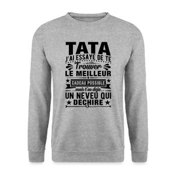 Tata j'ai essayé de te trouver le meilleur cadeau - Sweat-shirt Unisexe - gris chiné - Devant - Alina (178cm) & Michal (187cm)