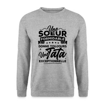 Une sœur formidable donne une tata exceptionnelle - Sweat-shirt Unisexe - gris chiné - Devant - Alina (178cm) & Michal (187cm)