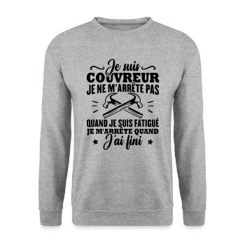 Je suis couvreur - Sweat-shirt Unisexe - gris chiné - Devant - Alina (178cm) & Michal (187cm)