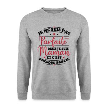 Je suis une maman et c'est presque pareil - Sweat-shirt Unisexe - gris chiné - Devant - Alina (178cm) & Michal (187cm)