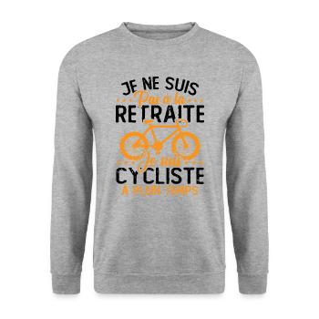 Pas à la retraite je suis cycliste à temps plein - Sweat-shirt Unisexe - gris chiné - Devant - Alina (178cm) & Michal (187cm)
