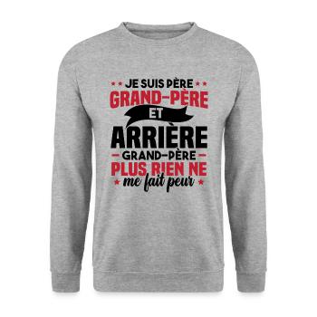 Je suis papa grand-père et arrière-grand-père - Sweat-shirt Unisexe - gris chiné - Devant - Alina (178cm) & Michal (187cm)