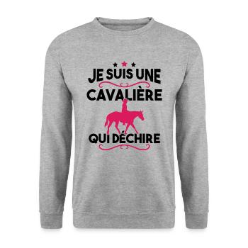 Je suis une cavalière qui déchire - Sweat-shirt Unisexe - gris chiné - Devant - Alina (178cm) & Michal (187cm)