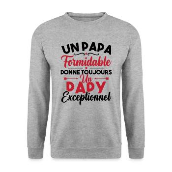 un papa formidable donne un papy exceptionnel - Sweat-shirt Unisexe - gris chiné - Devant - Alina (178cm) & Michal (187cm)