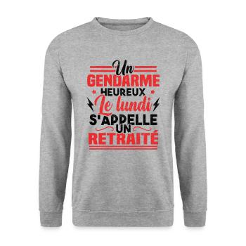 Un gendarme heureux le lundi s appelle un retraité - Sweat-shirt Unisexe - gris chiné - Devant - Alina (178cm) & Michal (187cm)