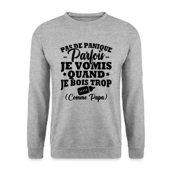 Parfois je vomis quand je bois trop comme papa - Sweat-shirt Unisexe - gris chiné - Devant - Alina (178cm) & Michal (187cm)
