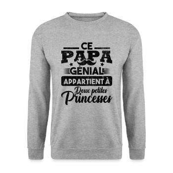 Ce papa génial appartient à deux princesses - Sweat-shirt Unisexe - gris chiné - Devant - Alina (178cm) & Michal (187cm)