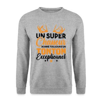 Un super chasseur donne un tonton exceptionnel - Sweat-shirt Unisexe - gris chiné - Devant - Alina (178cm) & Michal (187cm)