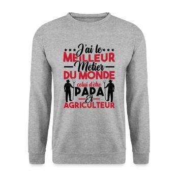 Papa et Agriculteur - Humour papa agriculteur - Sweat-shirt Unisexe - gris chiné - Devant - Alina (178cm) & Michal (187cm)