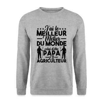 Papa et Agriculteur - Humour papa agriculteur - Sweat-shirt Unisexe - gris chiné - Devant - Alina (178cm) & Michal (187cm)