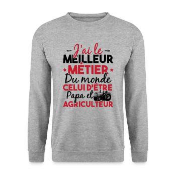 Papa et Agriculteur - Humour papa agriculteur - Sweat-shirt Unisexe - gris chiné - Devant - Alina (178cm) & Michal (187cm)