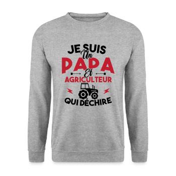 Papa et agriculteur - Sweat-shirt Unisexe - gris chiné - Devant - Alina (178cm) & Michal (187cm)