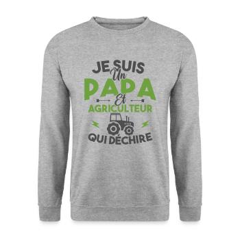 Papa et agriculteur - Sweat-shirt Unisexe - gris chiné - Devant - Alina (178cm) & Michal (187cm)